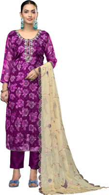 ShopGlobal Chiffon Embroidered Salwar Suit Material