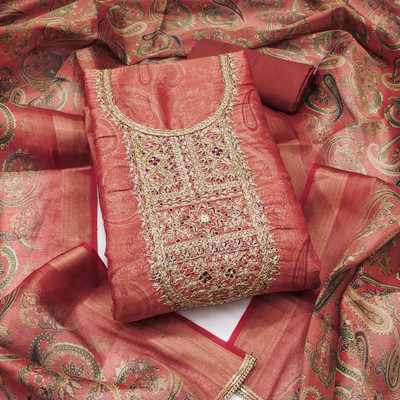 ShopGlobal Cotton Silk Embroidered Salwar Suit Material