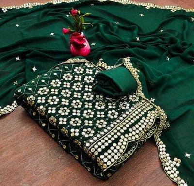 CLOTHLEMON Georgette Embroidered Salwar Suit Material