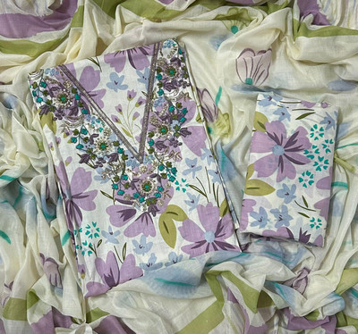 EJS Pure Cotton Floral Print Salwar Suit Material