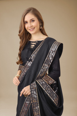 ENCLIQ Art Silk Solid, Self Design Blouse Material