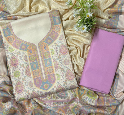 EJS Wool Floral Print Salwar Suit Material