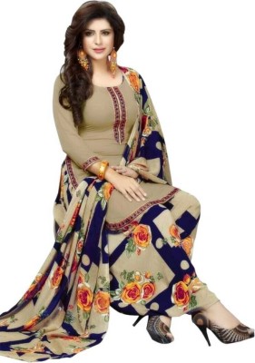 S Creation Crepe Floral Print Salwar Suit Material