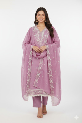 rajgharan nx Chanderi Embroidered Salwar Suit Material