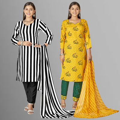 Kashvi Crepe Printed, Striped Salwar Suit Material