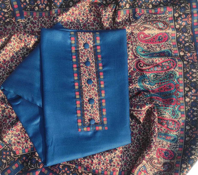 FAB JUNCTION Wool Embroidered Salwar Suit Material