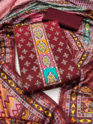 FLAPION CREATION Art Silk Graphic Print Salwar Suit Material