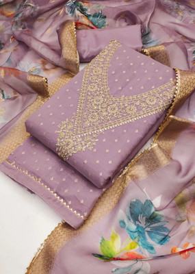 Tavas Chanderi Embroidered Salwar Suit Material