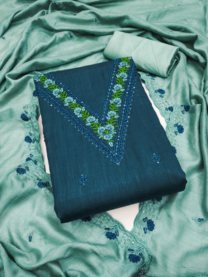 Divastri Silk Blend Embroidered Salwar Suit Material