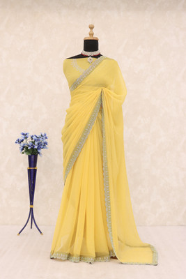 KHRITI FAB Organza Embellished Blouse Material
