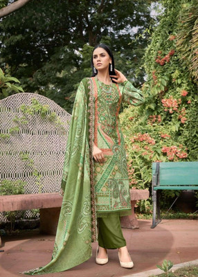 Kavya Kala Cotton Blend Embroidered, Floral Print, Printed Gown/Anarkali Kurta & Bottom Material