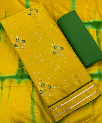 DESIGNERSPOT Cotton Linen Embroidered Salwar Suit Material