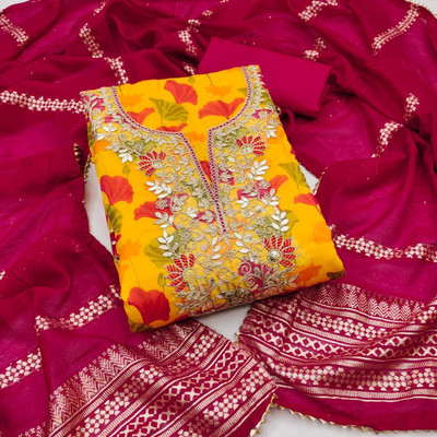 Ashiya Fab Chanderi Floral Print Salwar Suit Material