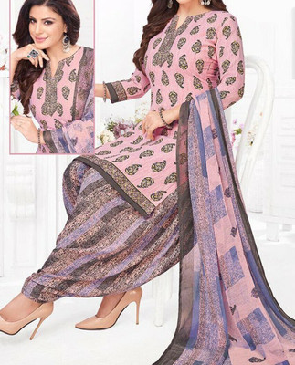 ALSHOP Crepe Solid, Printed Salwar Suit Material