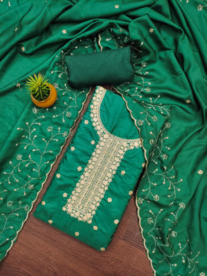 M FASHION Cotton Blend Embroidered Salwar Suit Material