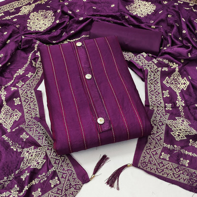 RUDRAA FAB Cotton Blend Embroidered Salwar Suit Material
