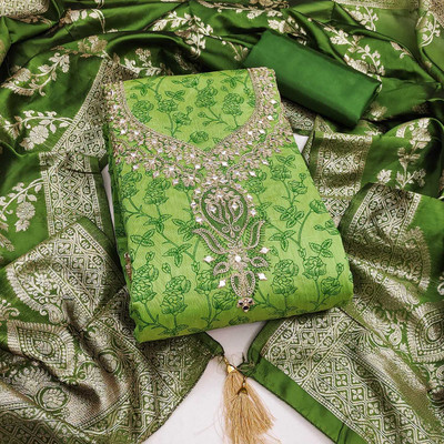 Divastri Silk Blend Embroidered Salwar Suit Material