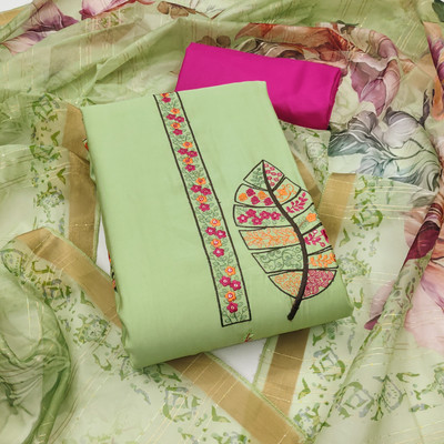manvaa Cotton Silk Embroidered Salwar Suit Material