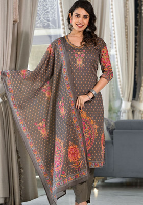 Tanishq Cotton Linen Embroidered, Printed Multipurpose Running Fabric