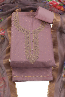 Tavas Chanderi Embroidered Salwar Suit Material