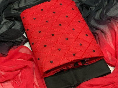 vineedarsh Cotton Blend Embroidered Kurta & Churidar Material