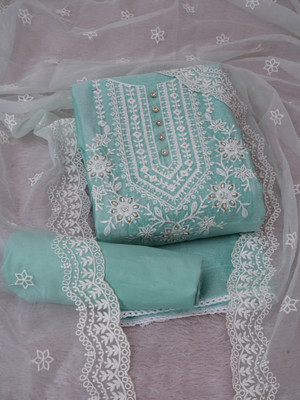 Tavas Chanderi Embroidered Salwar Suit Material