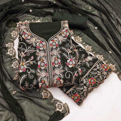 Fashcon Georgette Embroidered Salwar Suit Material