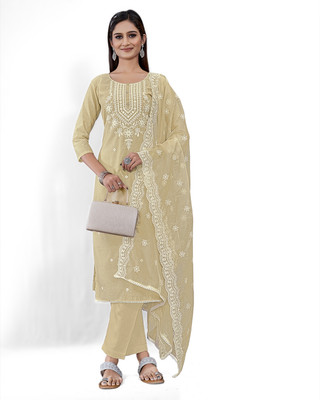 Tavas Chanderi Embroidered Salwar Suit Material