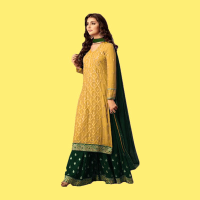 KAPANKU Net/Lace Embroidered Gown/Anarkali Kurta & Bottom Material