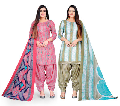 PARADISE PRINTS Cotton Blend Printed Kurta & Patiyala Material