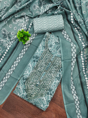 HouseOfCommon Cotton Blend Embroidered, Floral Print Salwar Suit Material