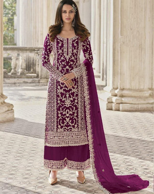 LEGACYETNIC Net/Lace Embroidered Salwar Suit Material