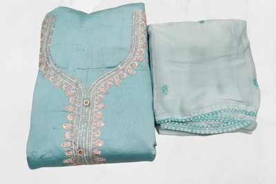 Ethnesia Viscose Rayon Embroidered Kurta & Churidar Material