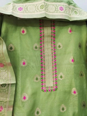 MAPRI Chanderi Embroidered Salwar Suit Material