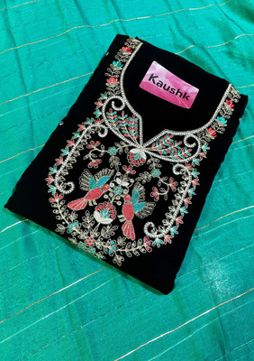 Kaushk Georgette Dyed, Embroidered Kurta & Patiyala Material