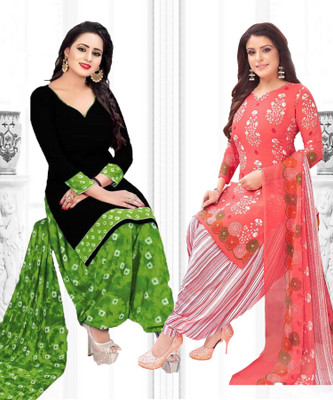 VERCO Crepe Solid, Printed Salwar Suit Material