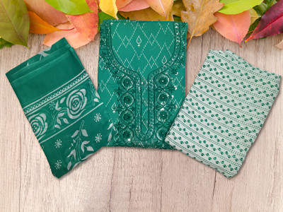 Prisha Enterprises Cotton Blend Embroidered, Printed Salwar Suit Material