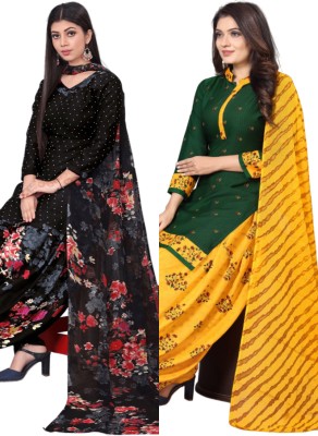 Threads Cotton Blend Printed Salwar Suit Material