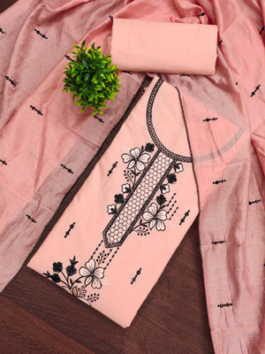 Shadow & Saining Cotton Blend Embroidered Salwar Suit Material