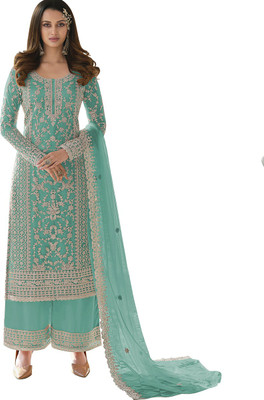 KAPANKU Net/Lace Embroidered Kurta & Palazzo Material
