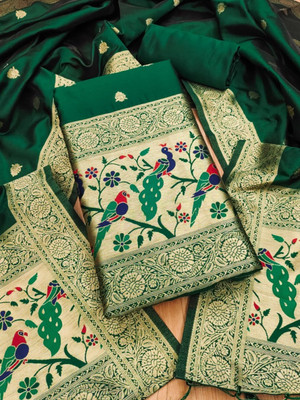 LeeliPeeri Designer Cotton Silk Embellished Salwar Suit Material