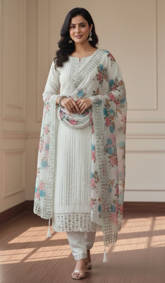 RIDDHI Georgette Embroidered Salwar Suit Material