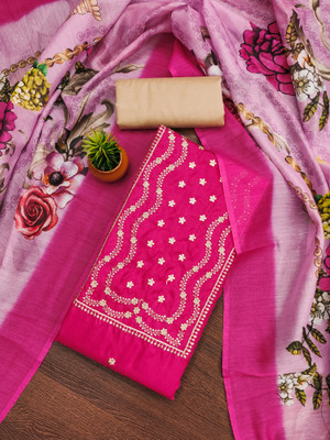 NEGRONISTAR Cotton Silk Embroidered Salwar Suit Material