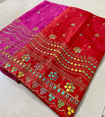 Kjs Cotton Silk Embroidered Blouse Material