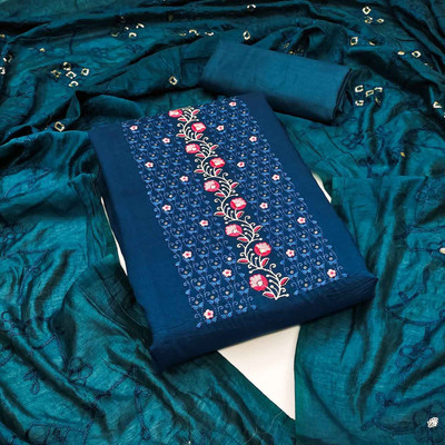 Blissta Silk Blend Embroidered Salwar Suit Material