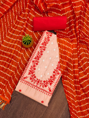 manvaa Cotton Blend Embellished Salwar Suit Material