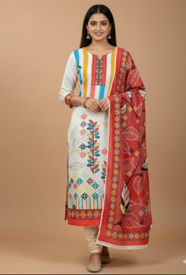 Aadishri Viscose Rayon Embroidered, Printed Salwar Suit Material