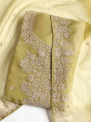 Meena Bazaar Art Silk Embroidered Salwar Suit Material