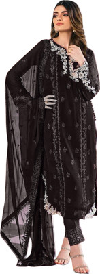 LAZORIFASHION Georgette Embroidered Salwar Suit Material