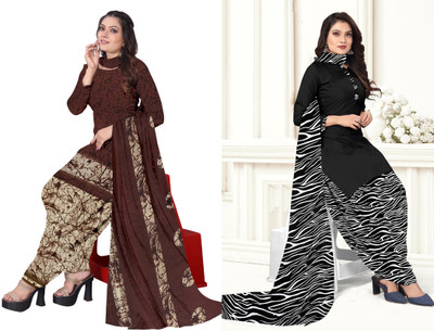 STYLEVEDA Crepe Printed Kurta & Patiyala Material